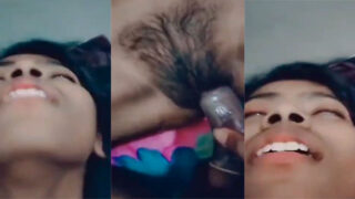 Hairy pussy village girl moaning hard on cam