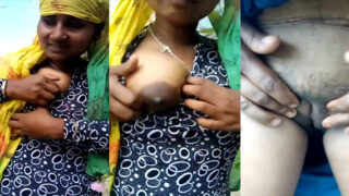 Adivasi village girl boobs and pussy show outdoors
